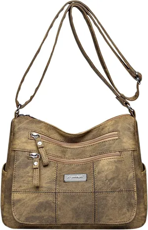 Handbags for Womens Capacity PU Leather Zipper Purse Satchel Bags Crossbody Casual Travel Tote Bag Messenger Bags