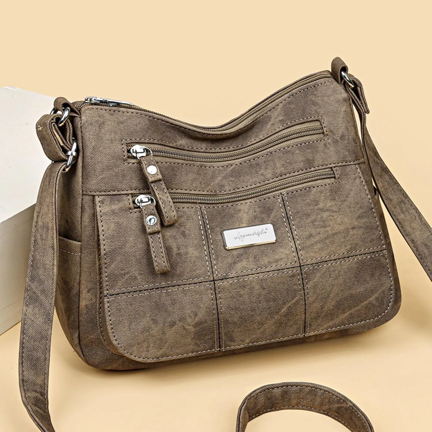 Handbags for Womens Capacity PU Leather Zipper Purse Satchel Bags Crossbody Casual Travel Tote Bag Messenger Bags