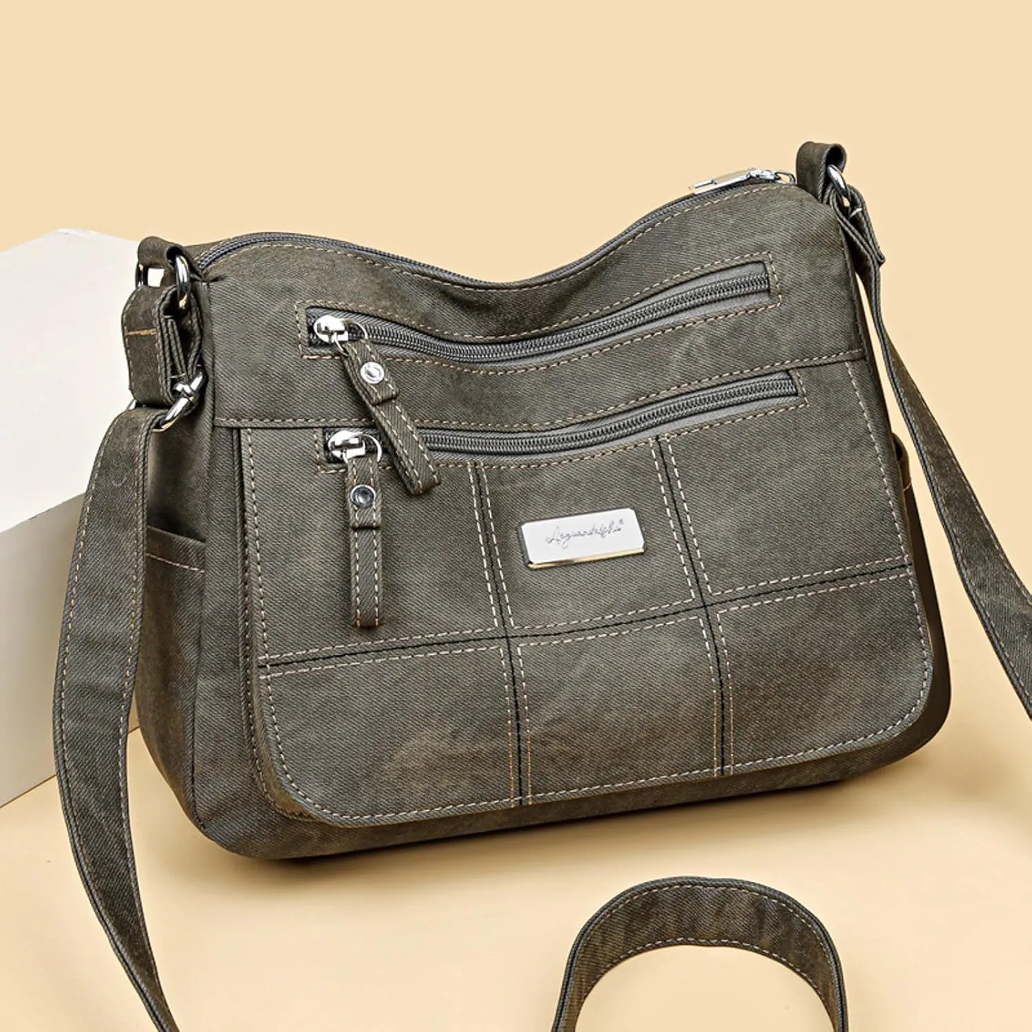 Handbags for Womens Capacity PU Leather Zipper Purse Satchel Bags Crossbody Casual Travel Tote Bag Messenger Bags