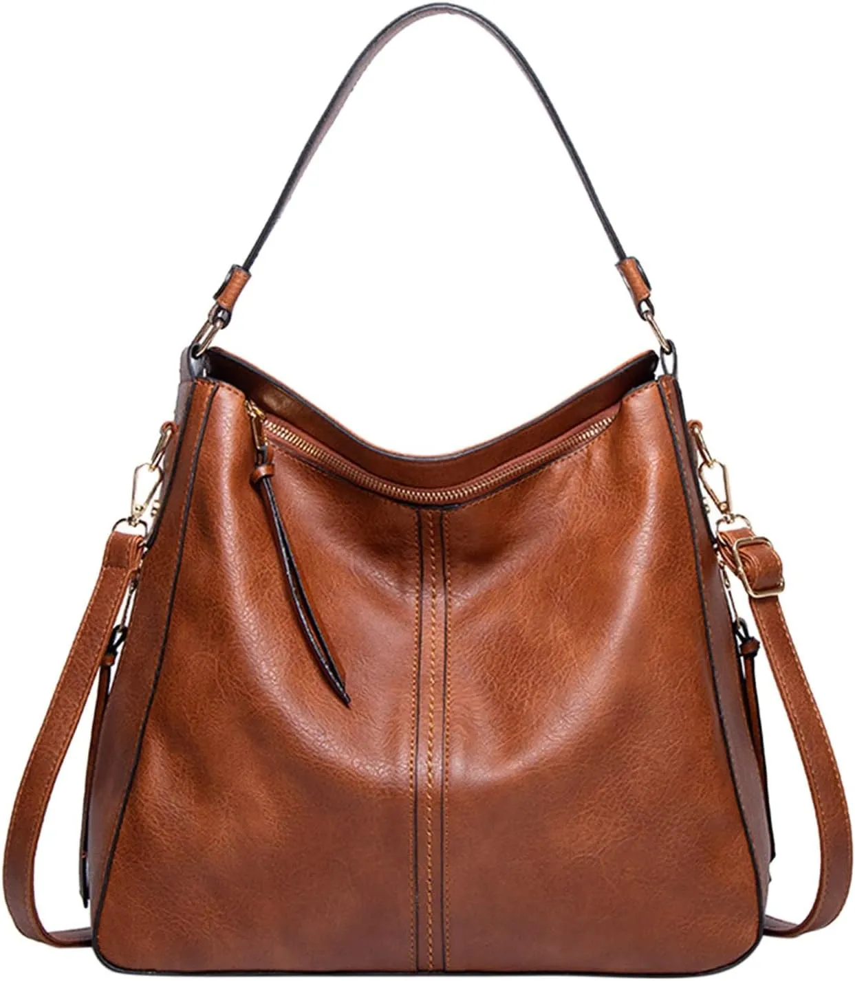 Handbags for Womens Hobo Fashion Roomy PU Leather Tote Bag Zipper Adjustable Strap Purse Crossbody Satchel Bags