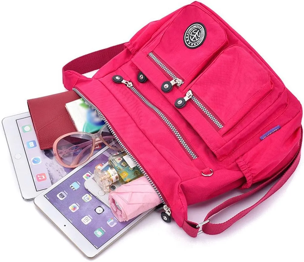 Handbags for Womens Nylon Zipper Shoulder Bag Capacity Satchel Bags Crossbody Casual Travel Roomy Messenger Bags