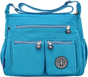 Handbags for Womens Nylon Zipper Shoulder Bag Capacity Satchel Bags Crossbody Casual Travel Roomy Messenger Bags