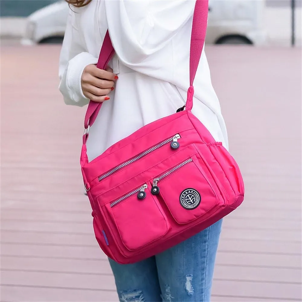 Handbags for Womens Nylon Zipper Shoulder Bag Capacity Satchel Bags Crossbody Casual Travel Roomy Messenger Bags