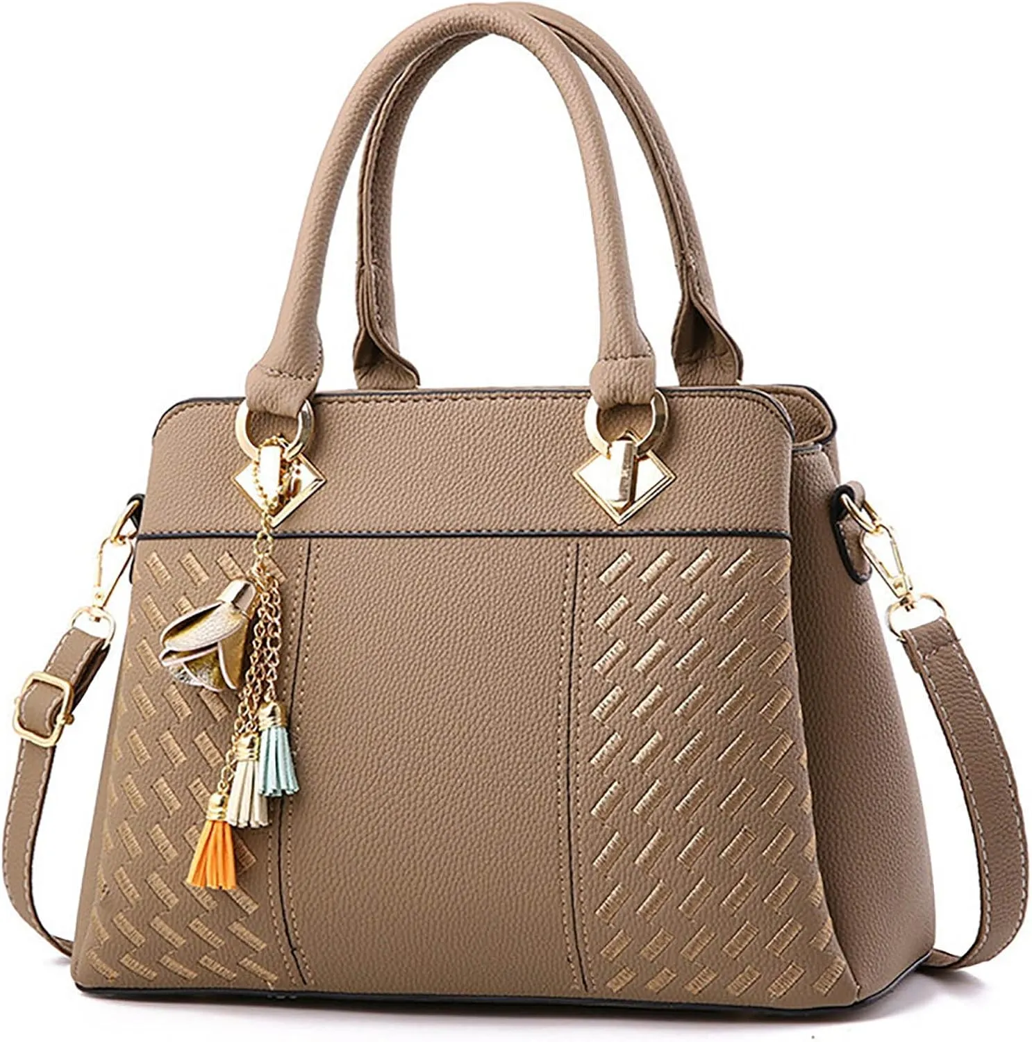 Handbags for Womens PU Leather Zipper Tote Bag Purse Roomy Crossbody Fashion Top Handle Satchel Messenger Shoulder Bags