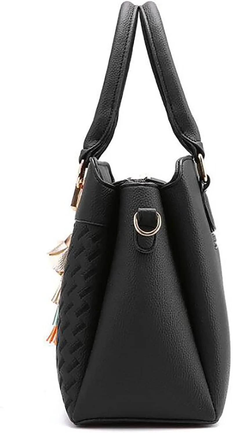 Handbags for Womens PU Leather Zipper Tote Bag Purse Roomy Crossbody Fashion Top Handle Satchel Messenger Shoulder Bags