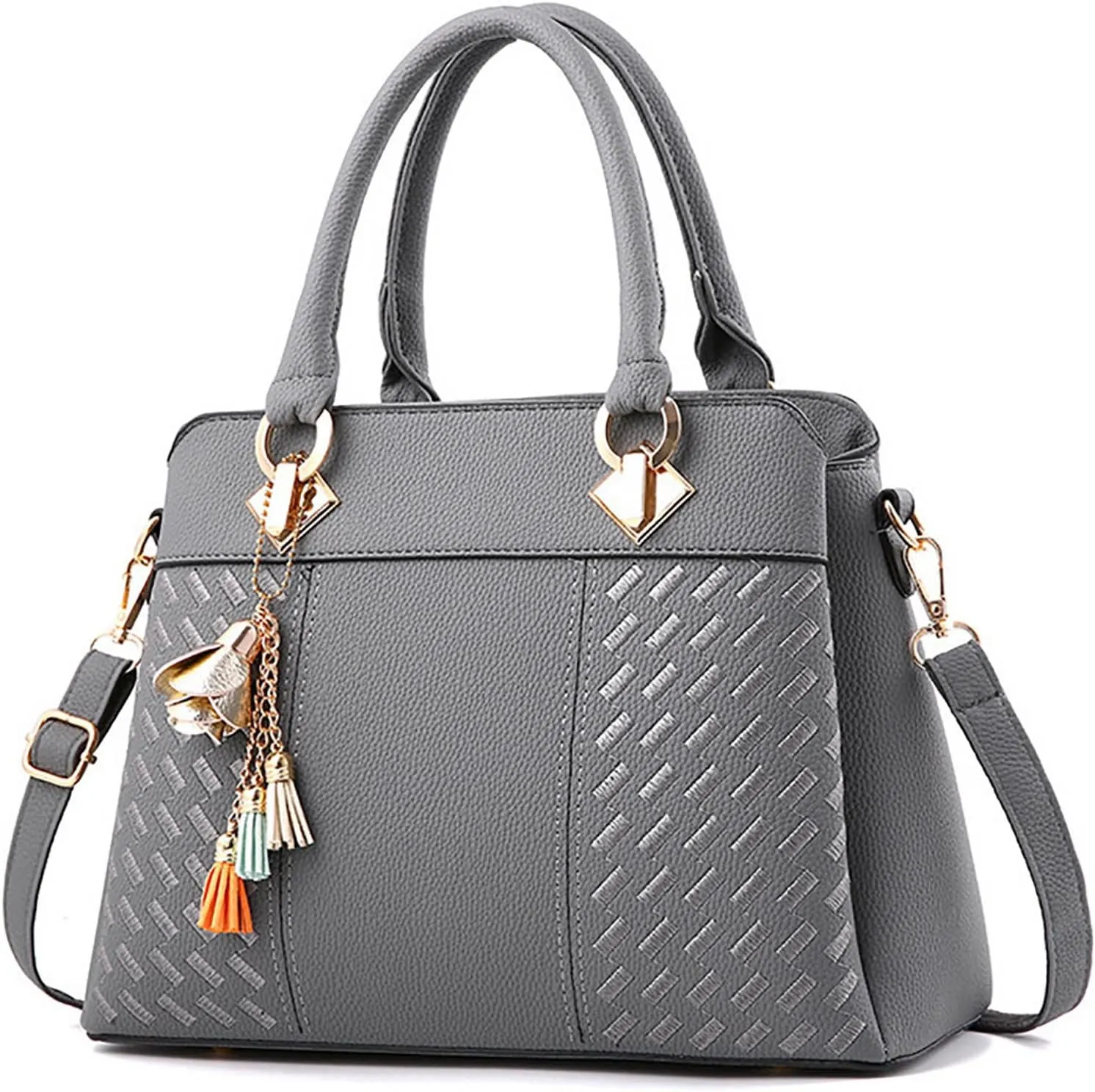 Handbags for Womens PU Leather Zipper Tote Bag Purse Roomy Crossbody Fashion Top Handle Satchel Messenger Shoulder Bags