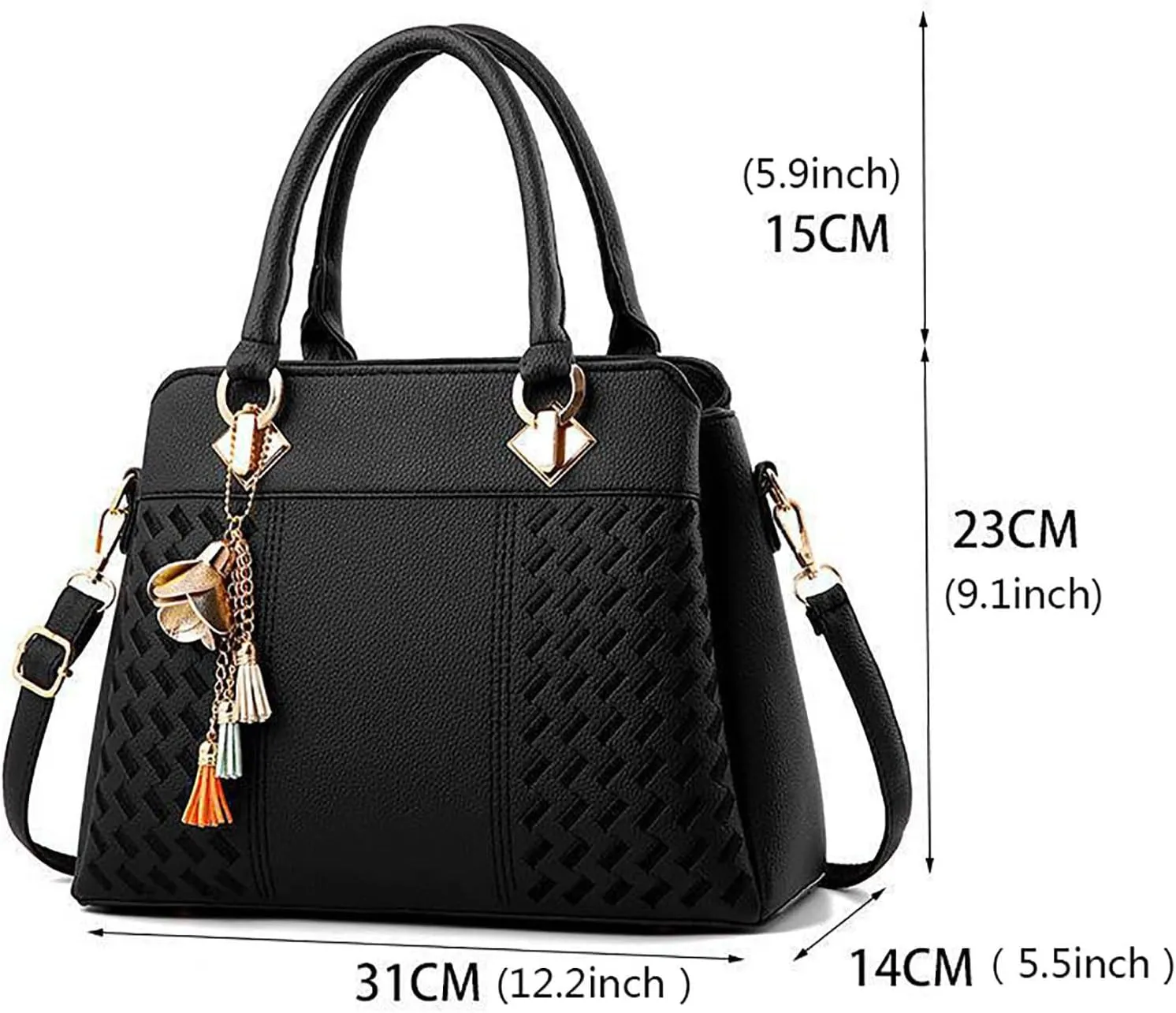 Handbags for Womens PU Leather Zipper Tote Bag Purse Roomy Crossbody Fashion Top Handle Satchel Messenger Shoulder Bags
