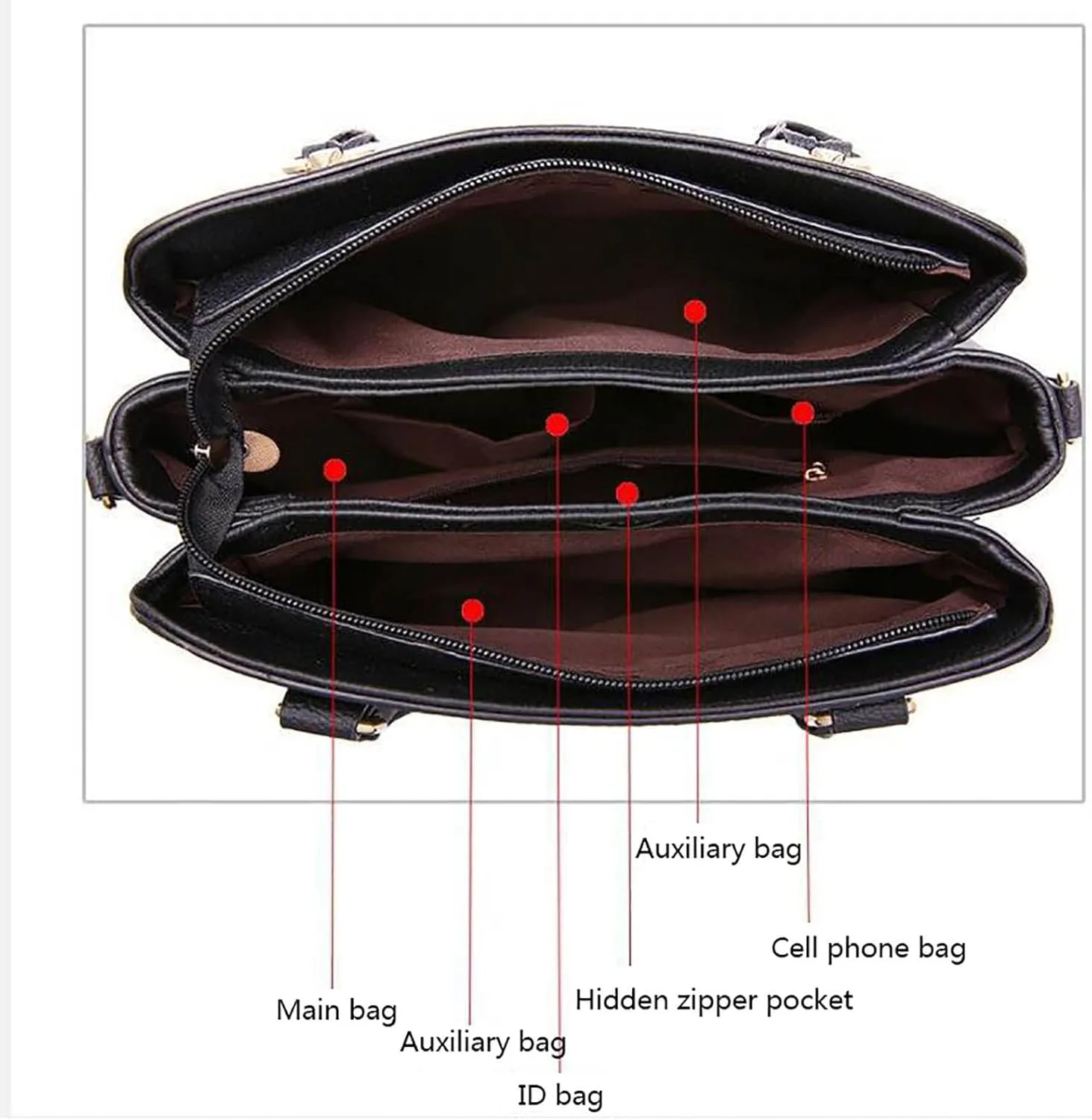 Handbags for Womens PU Leather Zipper Tote Bag Purse Roomy Crossbody Fashion Top Handle Satchel Messenger Shoulder Bags