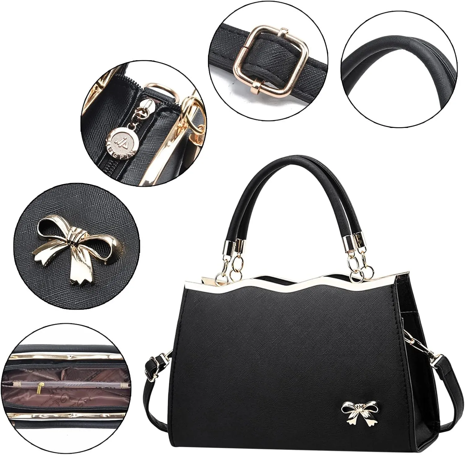 Handbags for Womens Top Handle Shoulder Purse Satchel PU Leather Fashion Bags Roomy Zipper Tote Bag