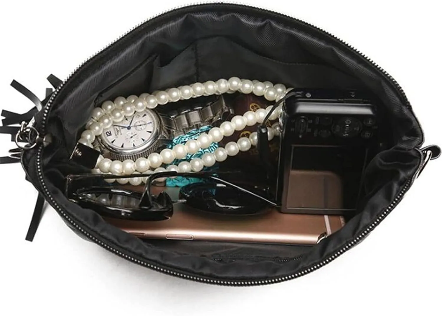 Handbags Shoulder Bags Vintage Rivet Envelope Shoulder Bag Women's Small (Black 24x3x17cm)