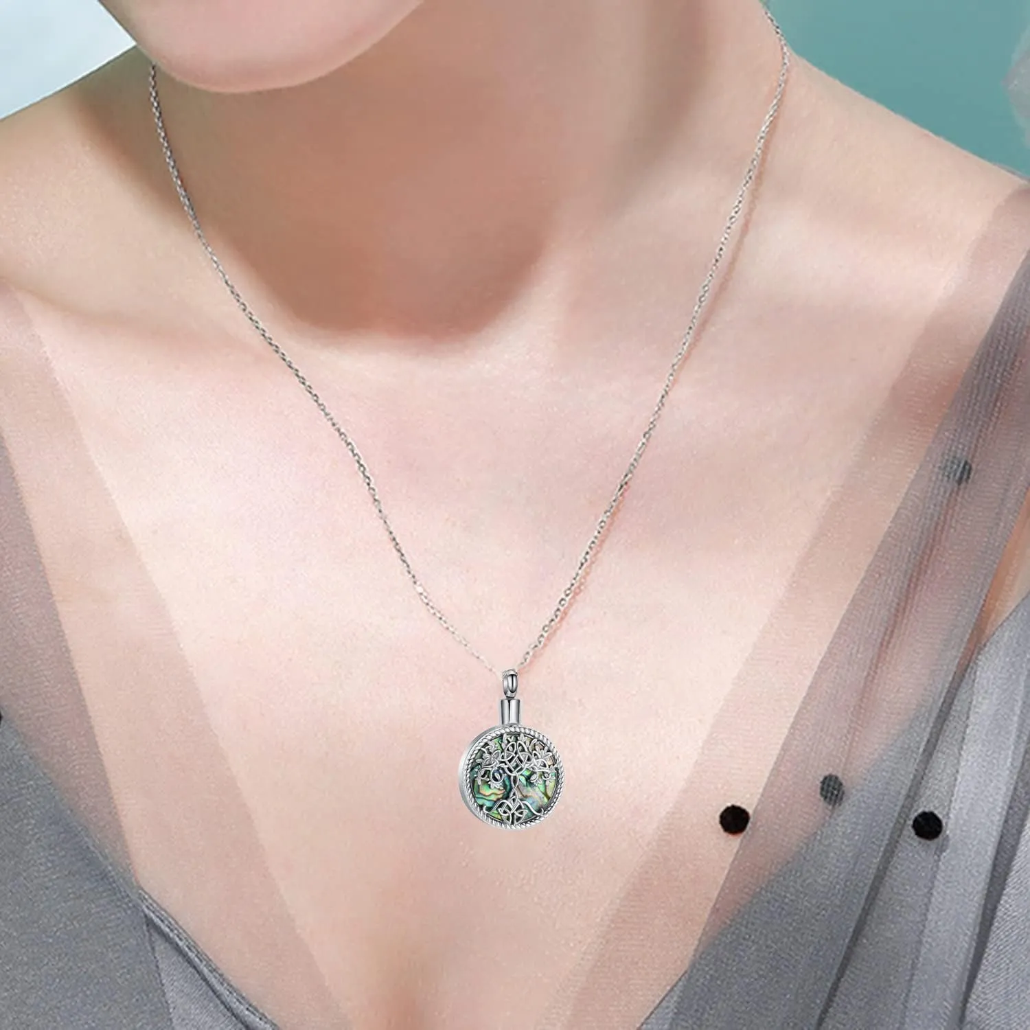 Hearbeingt Teardrop Urn Necklaces for Ashes Tree of Life Memorial Ashes Lockets, Cremation Jewelry Keepsake Pendant for Ashes for Women for Men
