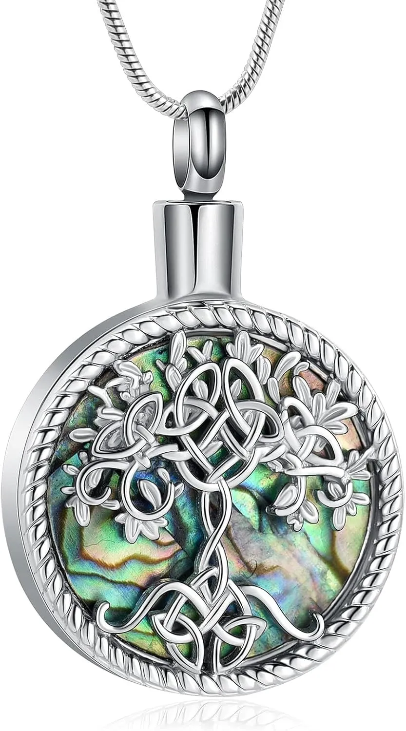 Hearbeingt Teardrop Urn Necklaces for Ashes Tree of Life Memorial Ashes Lockets, Cremation Jewelry Keepsake Pendant for Ashes for Women for Men