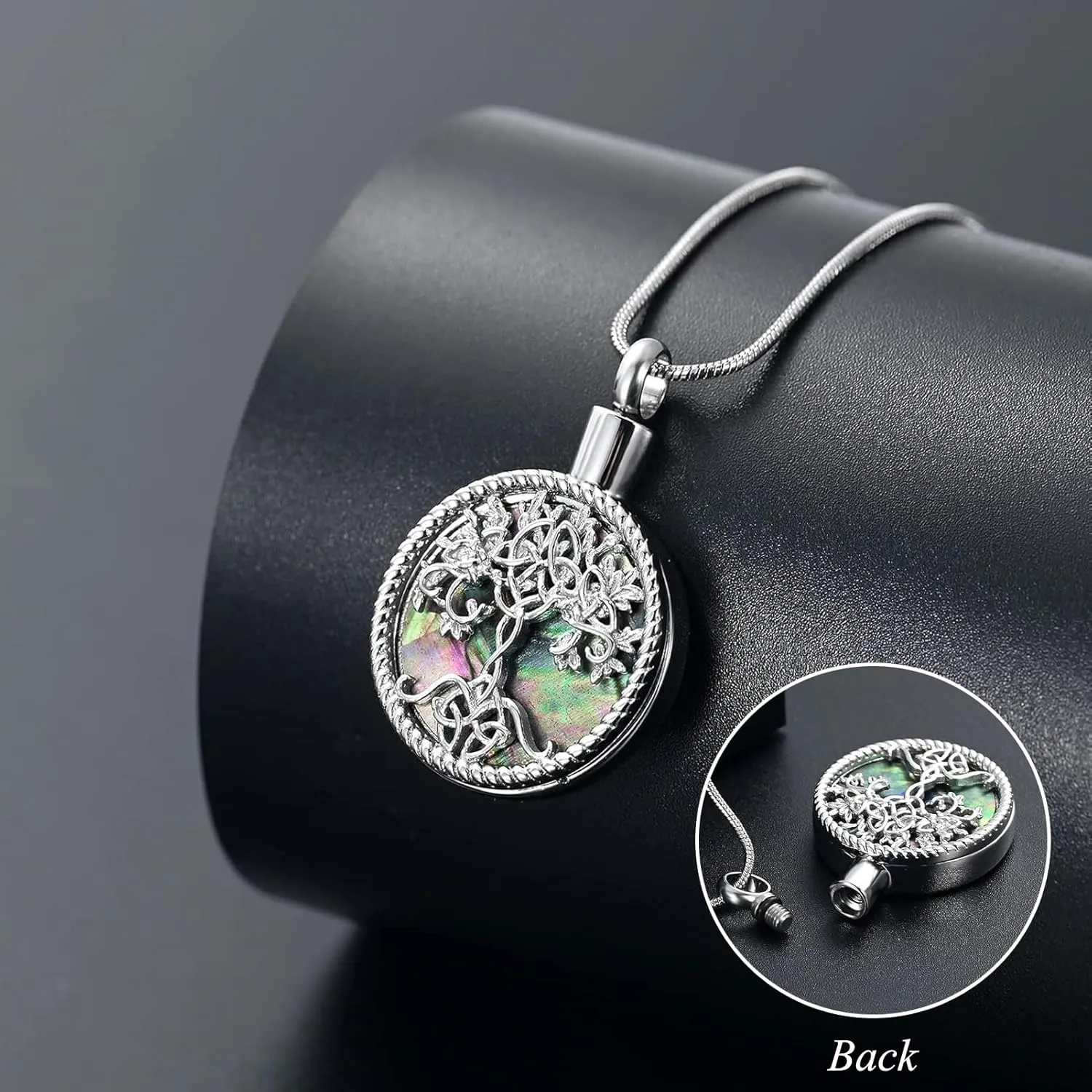 Hearbeingt Teardrop Urn Necklaces for Ashes Tree of Life Memorial Ashes Lockets, Cremation Jewelry Keepsake Pendant for Ashes for Women for Men