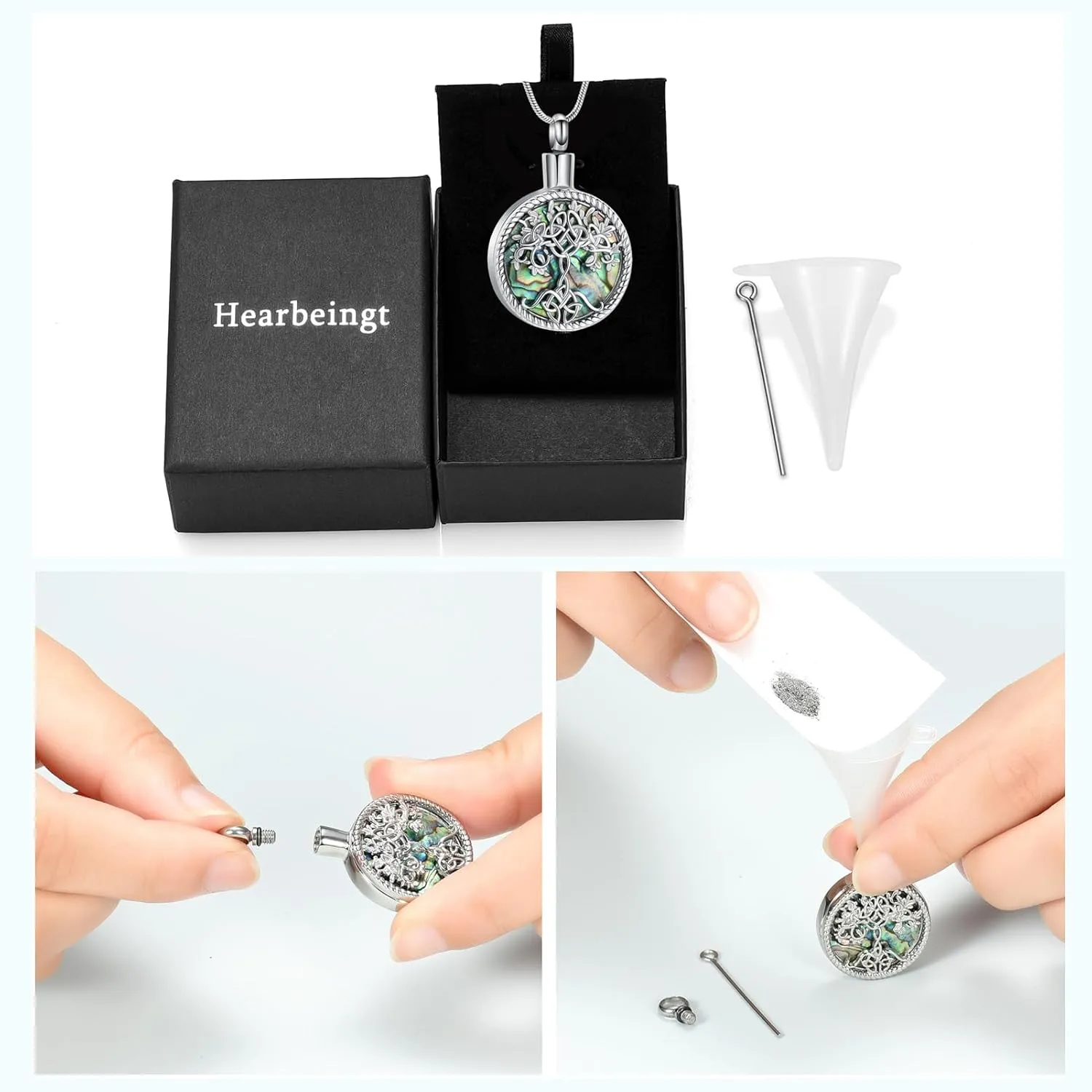 Hearbeingt Teardrop Urn Necklaces for Ashes Tree of Life Memorial Ashes Lockets, Cremation Jewelry Keepsake Pendant for Ashes for Women for Men