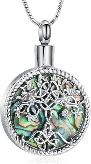 Hearbeingt Teardrop Urn Necklaces for Ashes Tree of Life Memorial Ashes Lockets, Cremation Jewelry Keepsake Pendant for Ashes for Women for Men