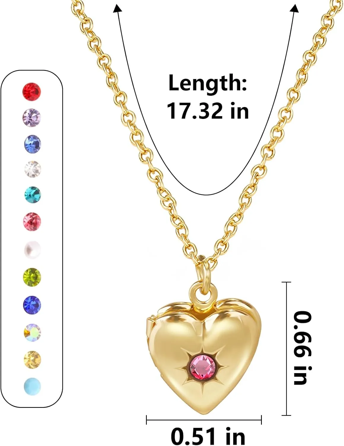 Heart Picture Locket Necklace Women: Gold Heart Shaped Lockets for Women that Hold Pictures - Small Locket with Birthstone Necklace - Photo Necklace with Stainless Steel Locket - Photo Pendant Jewelry