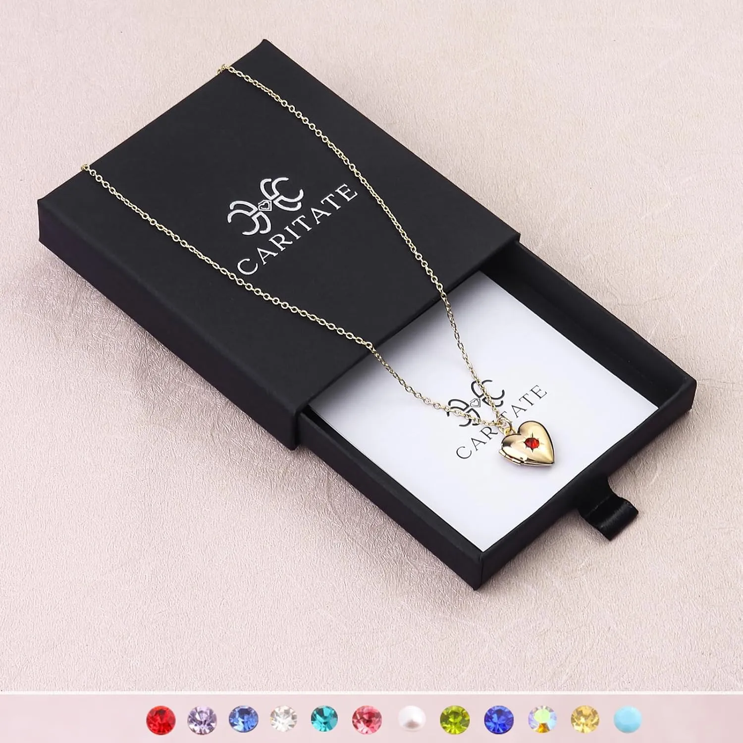 Heart Picture Locket Necklace Women: Gold Heart Shaped Lockets for Women that Hold Pictures - Small Locket with Birthstone Necklace - Photo Necklace with Stainless Steel Locket - Photo Pendant Jewelry
