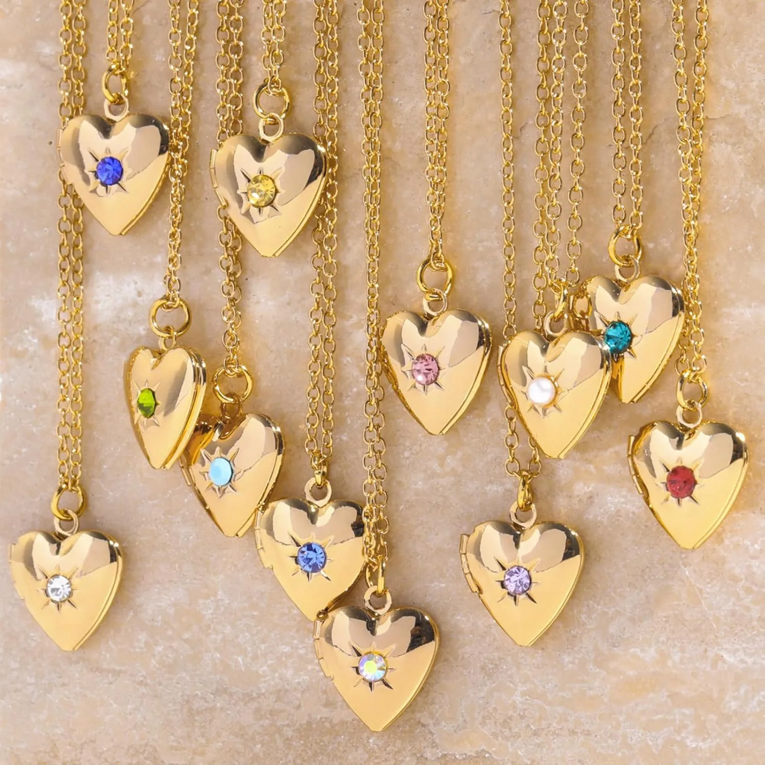 Heart Picture Locket Necklace Women: Gold Heart Shaped Lockets for Women that Hold Pictures - Small Locket with Birthstone Necklace - Photo Necklace with Stainless Steel Locket - Photo Pendant Jewelry