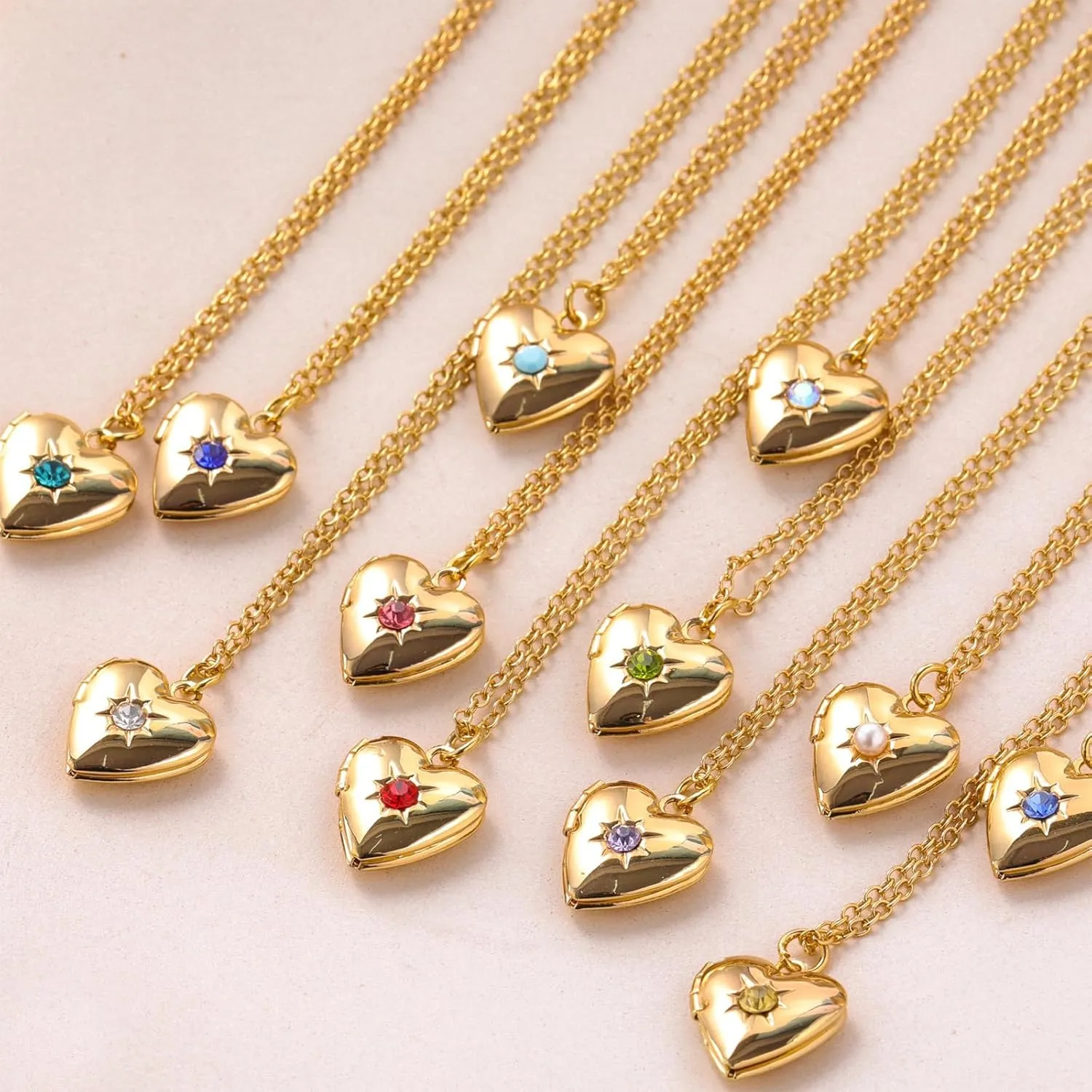 Heart Picture Locket Necklace Women: Gold Heart Shaped Lockets for Women that Hold Pictures - Small Locket with Birthstone Necklace - Photo Necklace with Stainless Steel Locket - Photo Pendant Jewelry