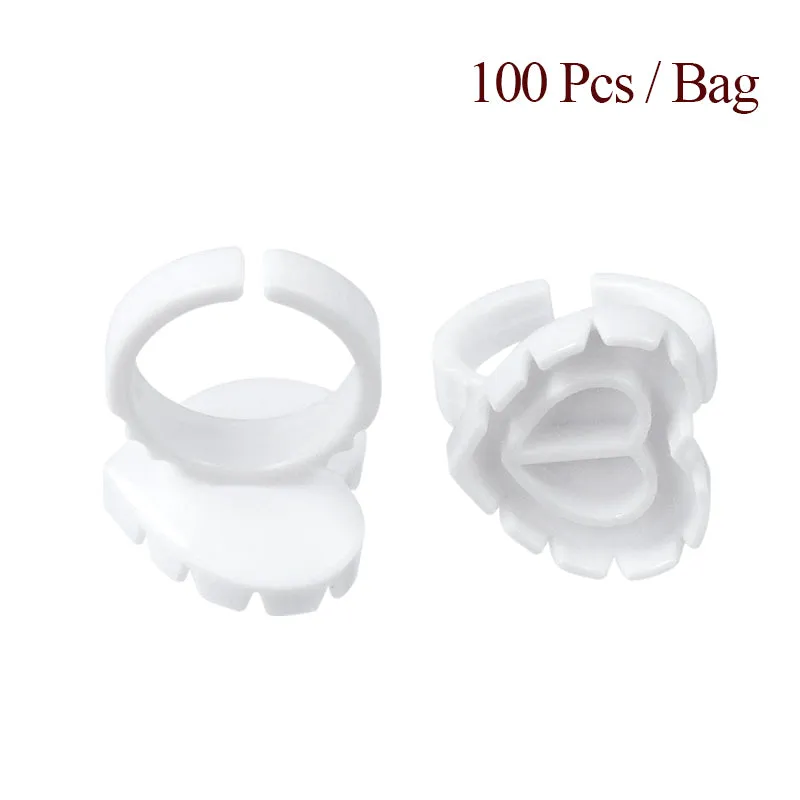 Heart-Shaped Disposable Eyelash Glue Rings - 100Pcs