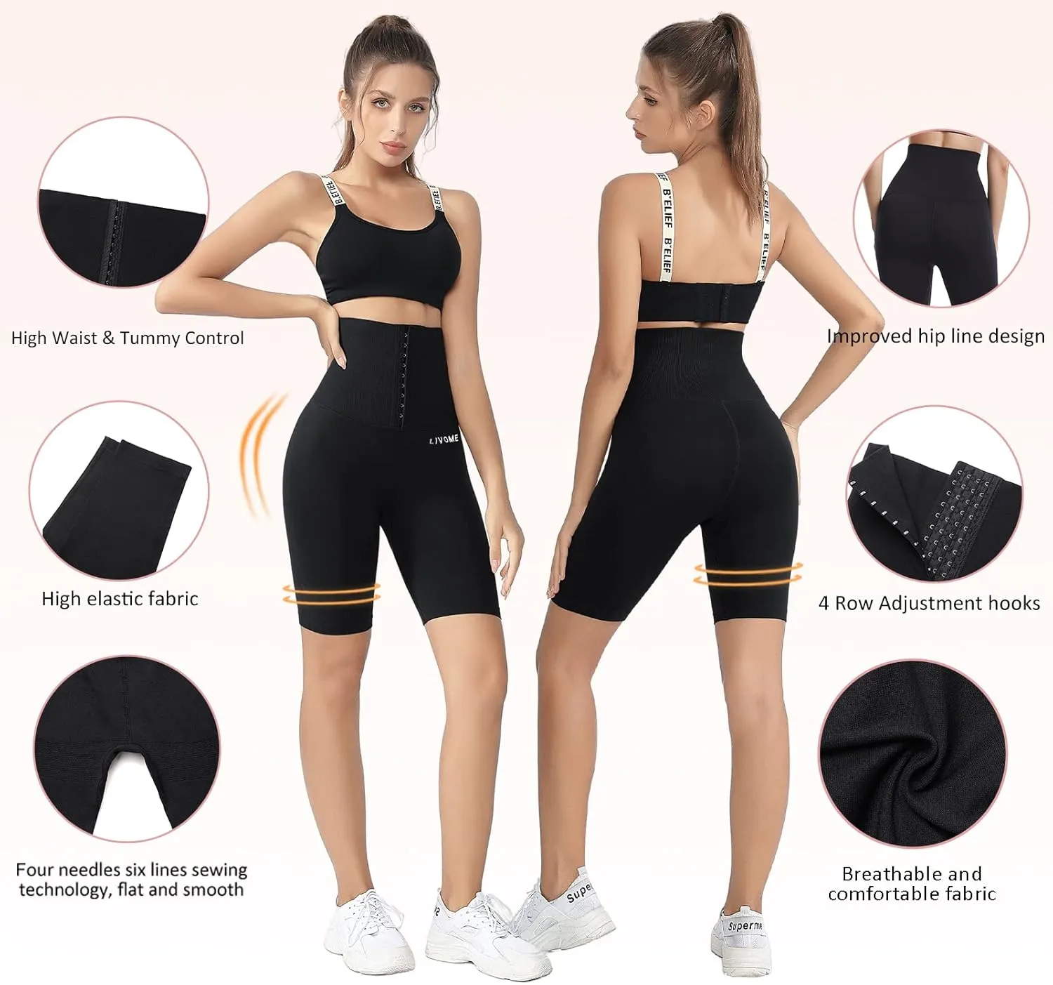 High Waist Corset Leggings for Women Waist Trainer Tummy Control Yoga Pants with Adjustable Waist Belt