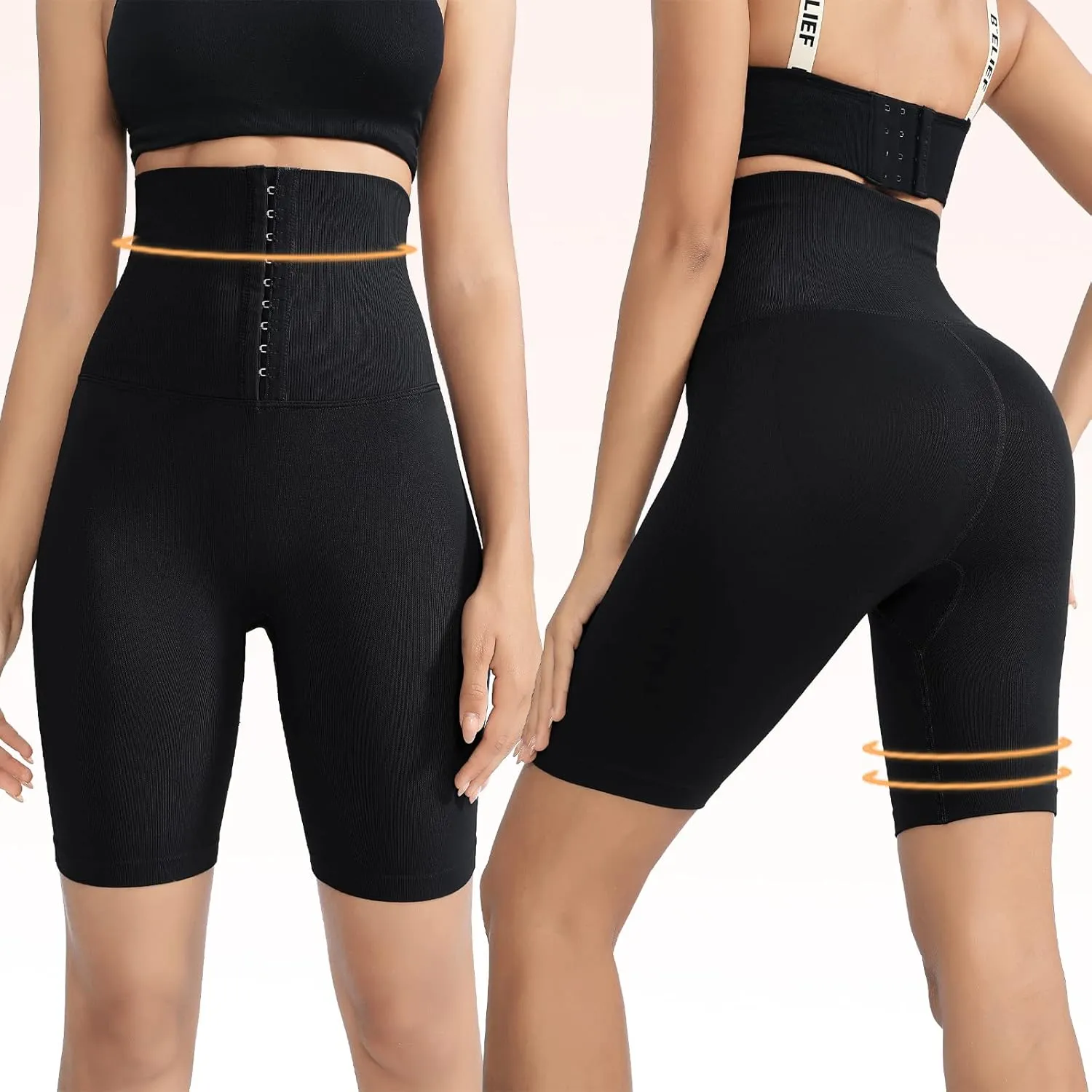 High Waist Corset Leggings for Women Waist Trainer Tummy Control Yoga Pants with Adjustable Waist Belt