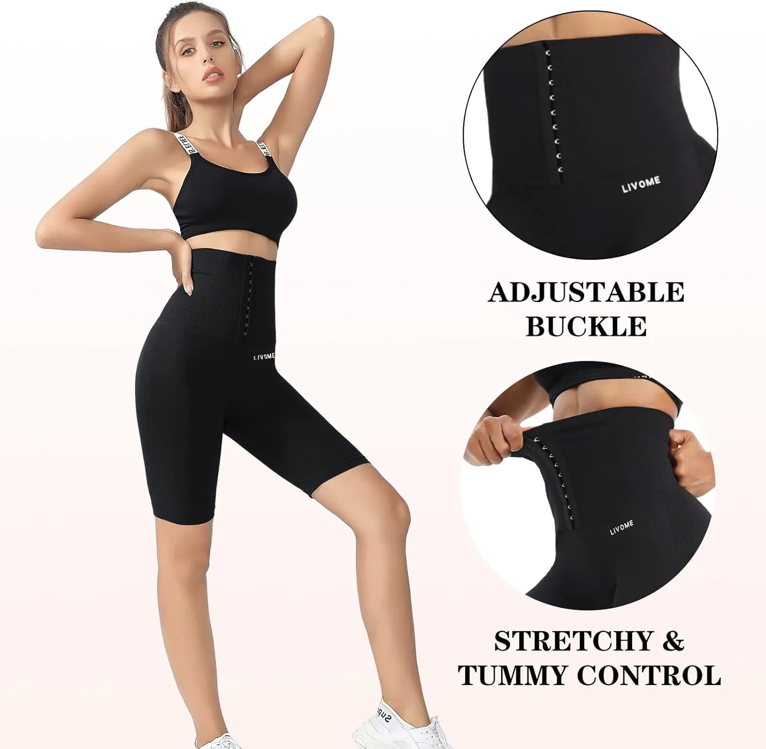 High Waist Corset Leggings for Women Waist Trainer Tummy Control Yoga Pants with Adjustable Waist Belt