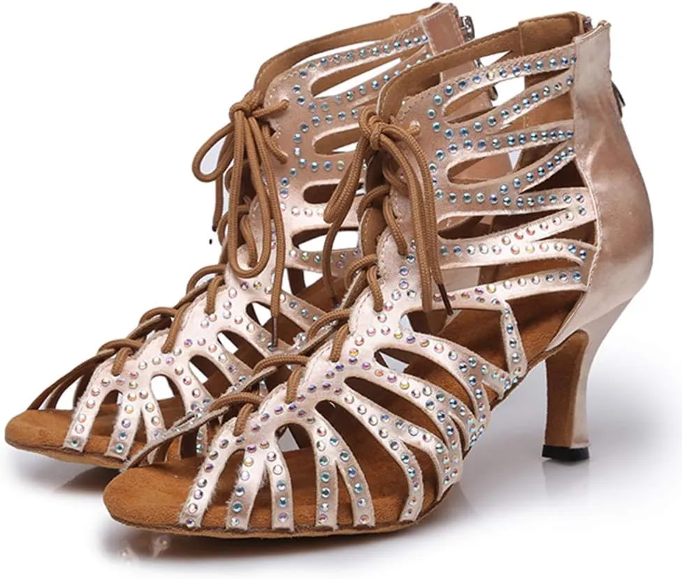 HIPPOSEUS Women's Latin Dance Shoes Ballroom Classical Party Practice Performance Sandals,ModelYC-L415