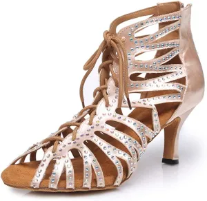 HIPPOSEUS Women's Latin Dance Shoes Ballroom Classical Party Practice Performance Sandals,ModelYC-L415