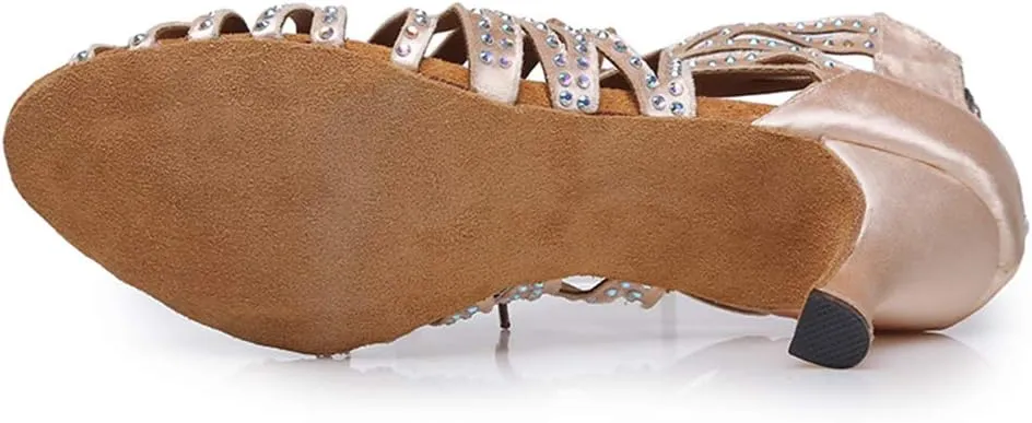 HIPPOSEUS Women's Latin Dance Shoes Ballroom Classical Party Practice Performance Sandals,ModelYC-L415