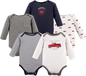 Hudson Baby Baby Boys Cotton Long-sleeve Bodysuits 5-pack