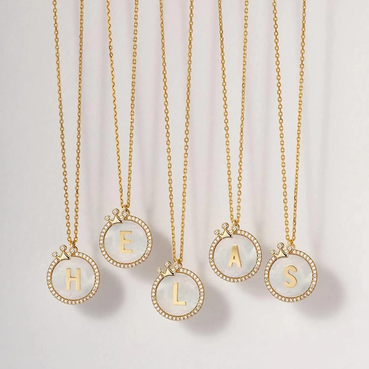 Hutou Gold Initial Necklaces for Women 14K Gold Plated Dainty Letter Chain Necklace Personalized Crown Necklaces for Women
