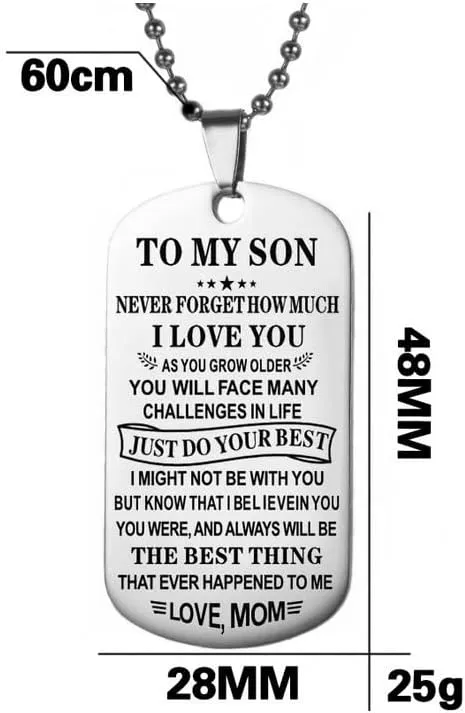 I Love You Necklaces for Women Men Engraved Quote Words Pendant Necklaces Gift Adjustable Stainless Steel for Daughter Son from Dad Mom Jewelry