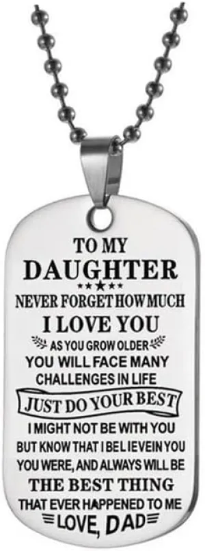 I Love You Necklaces for Women Men Engraved Quote Words Pendant Necklaces Gift Adjustable Stainless Steel for Daughter Son from Dad Mom Jewelry