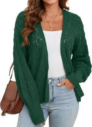 Iandroiy Women's Cardigan Sweaters Fall Open Front Lightweight Cardigans Knit Outerwear