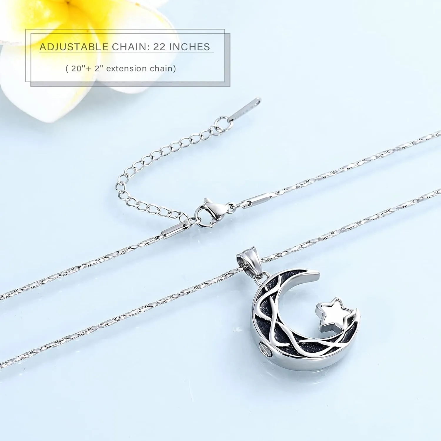 Imrsanl Cremation Jewelry Urn Necklace for Ashes for Men Women Star Moon Ash Pendant Keepsake Memorial Lockets Jewelry for Loved Ones