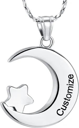 Imrsanl Cremation Jewelry Urn Necklace for Ashes for Men Women Star Moon Ash Pendant Keepsake Memorial Lockets Jewelry for Loved Ones
