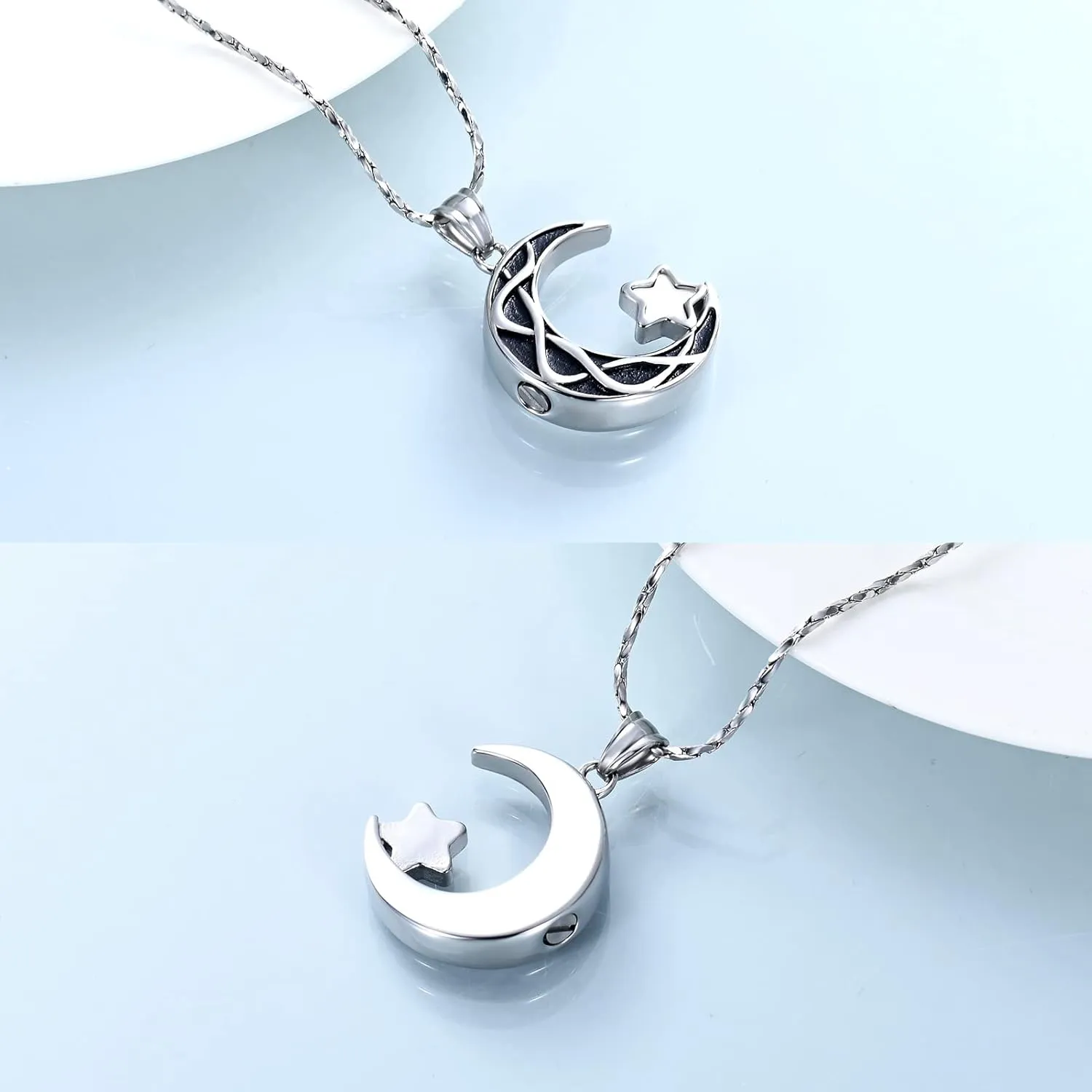 Imrsanl Cremation Jewelry Urn Necklace for Ashes for Men Women Star Moon Ash Pendant Keepsake Memorial Lockets Jewelry for Loved Ones