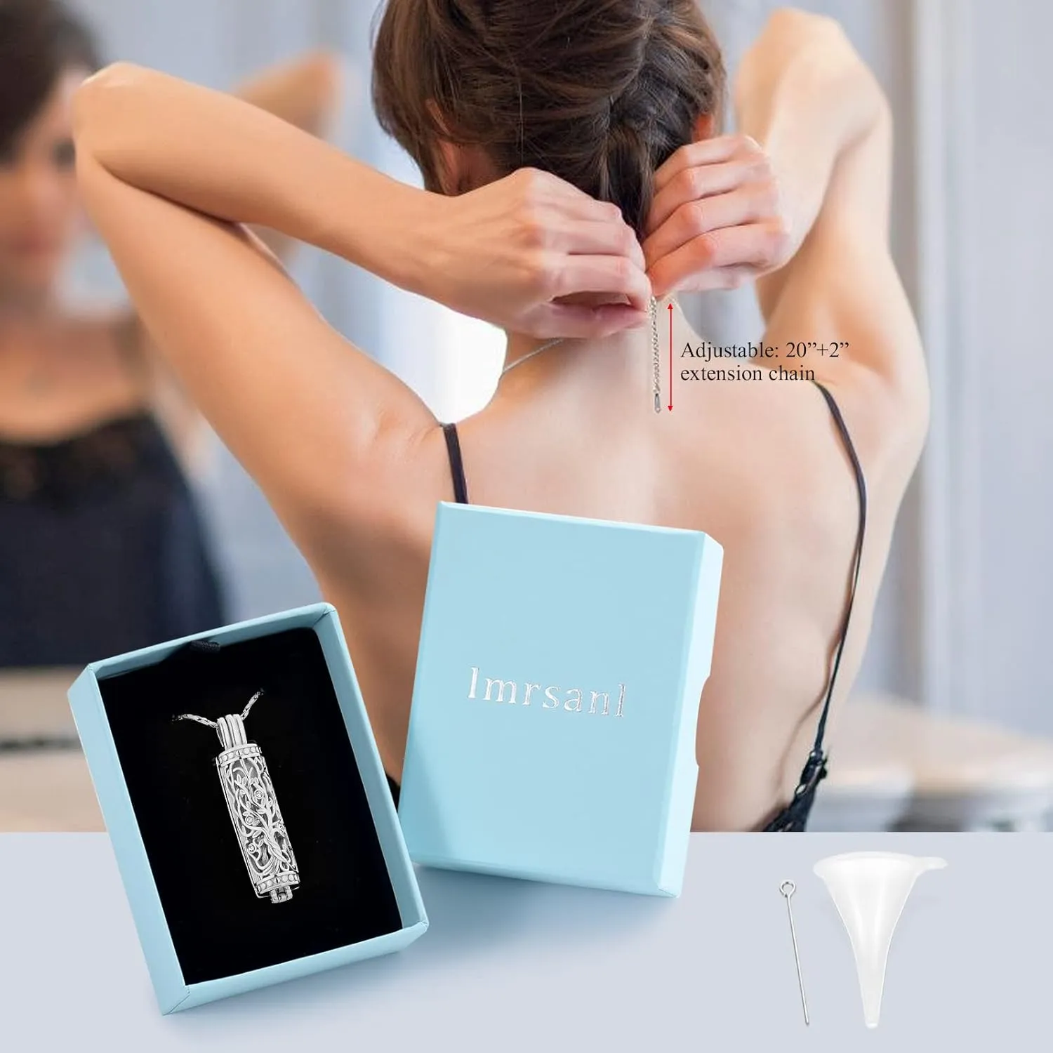 Imrsanl Cremation Jewelry Urn Necklace for Ashes Pendant with Hollow Glass Vial Cylinder Cremation Keepsake Memorial Lockets Ashes Holder for Women Men Pet