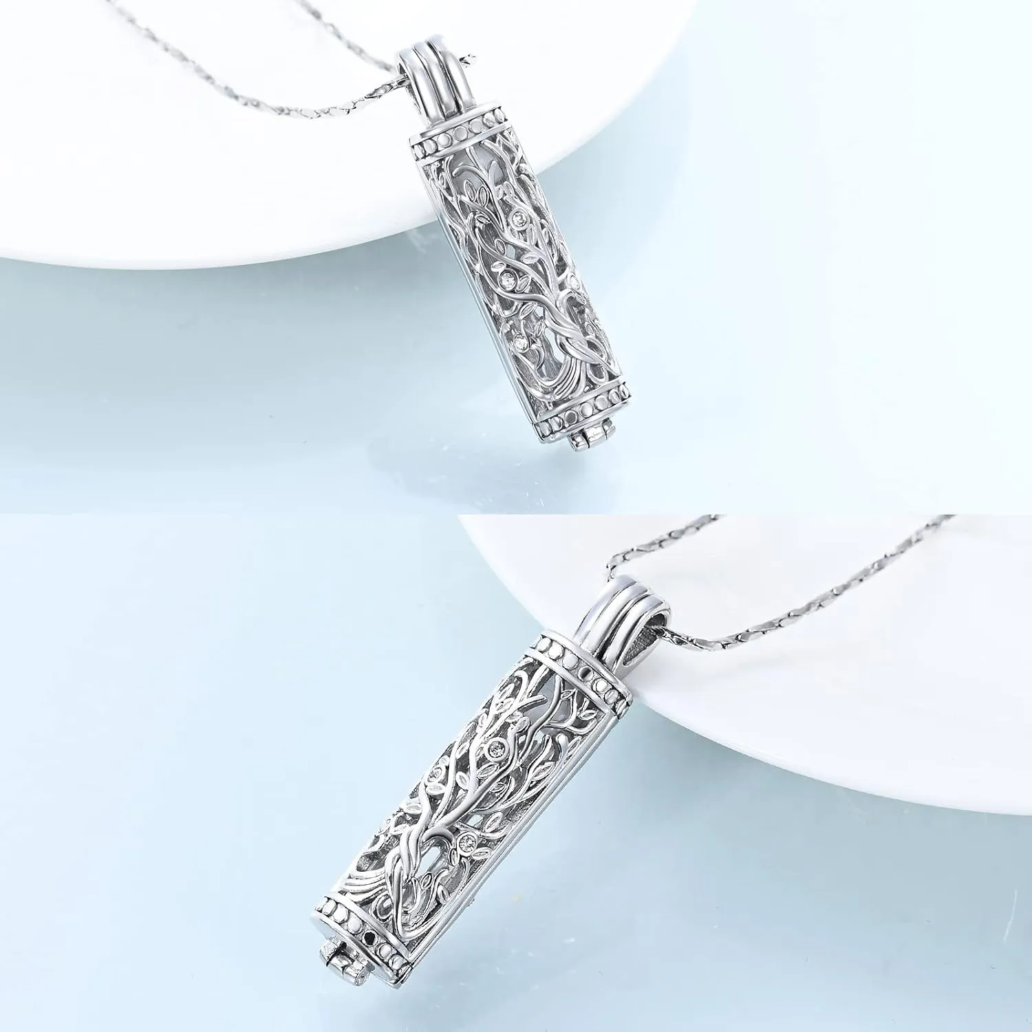 Imrsanl Cremation Jewelry Urn Necklace for Ashes Pendant with Hollow Glass Vial Cylinder Cremation Keepsake Memorial Lockets Ashes Holder for Women Men Pet