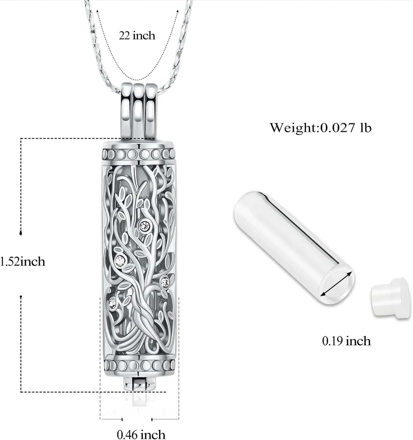 Imrsanl Cremation Jewelry Urn Necklace for Ashes Pendant with Hollow Glass Vial Cylinder Cremation Keepsake Memorial Lockets Ashes Holder for Women Men Pet