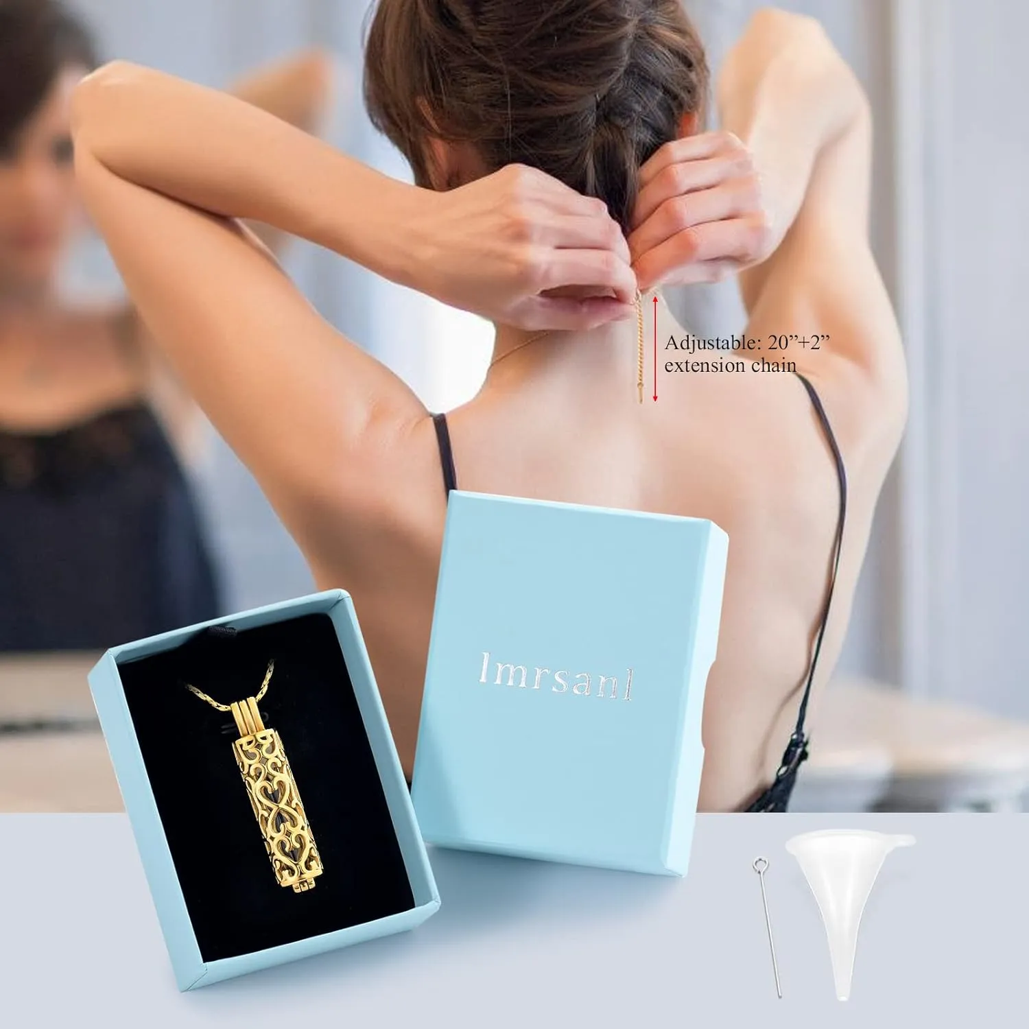 Imrsanl Cremation Jewelry Urn Necklace for Ashes Pendant with Hollow Glass Vial Cylinder Cremation Keepsake Memorial Lockets Ashes Holder for Women Men Pet