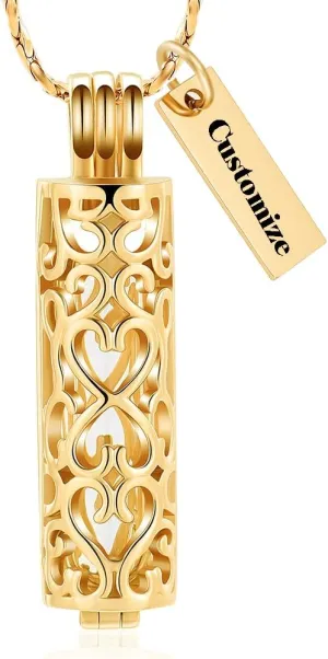 Imrsanl Cremation Jewelry Urn Necklace for Ashes Pendant with Hollow Glass Vial Cylinder Cremation Keepsake Memorial Lockets Ashes Holder for Women Men Pet