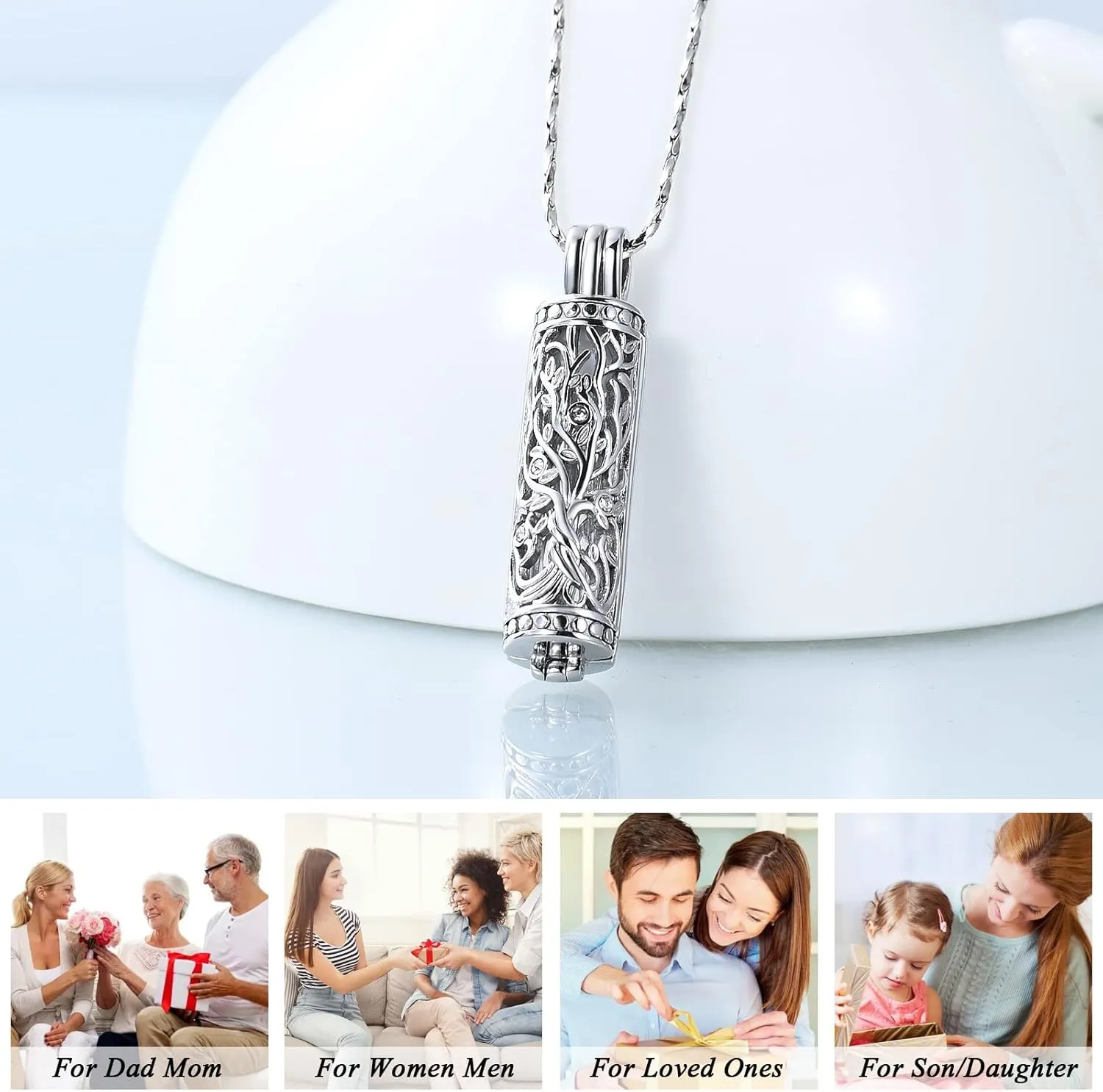 Imrsanl Cremation Jewelry Urn Necklace for Ashes Pendant with Hollow Glass Vial Cylinder Cremation Keepsake Memorial Lockets Ashes Holder for Women Men Pet
