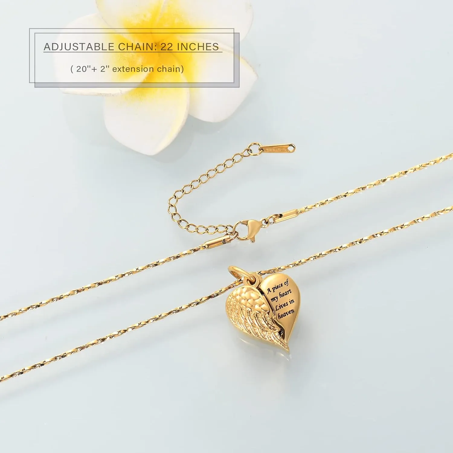 Imrsanl Heart Cremation Urn Necklace Pendant for Human Ashes - A Piece of My Heart Lives in Heaven Memorial Keepsakes Cremation Jewelry
