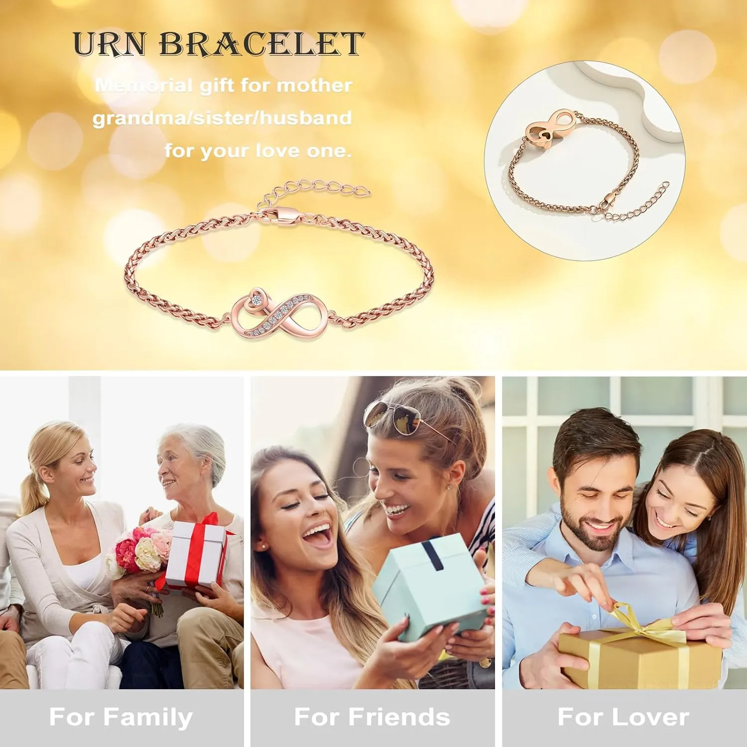 Infinity Urn Bracelet for Women Men Forever Love Cremation Jewelry for Ashes Link Bracelet Keepsake Memorial Urn Lockets for Human Ashes Urn Bangle Bracelet Jewellery