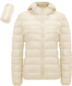 Jackets for Women Lightweight Packable Slim Fit Puffer Jacket Casual Hooded Warm Winter Quilted Down Jacket with Hood