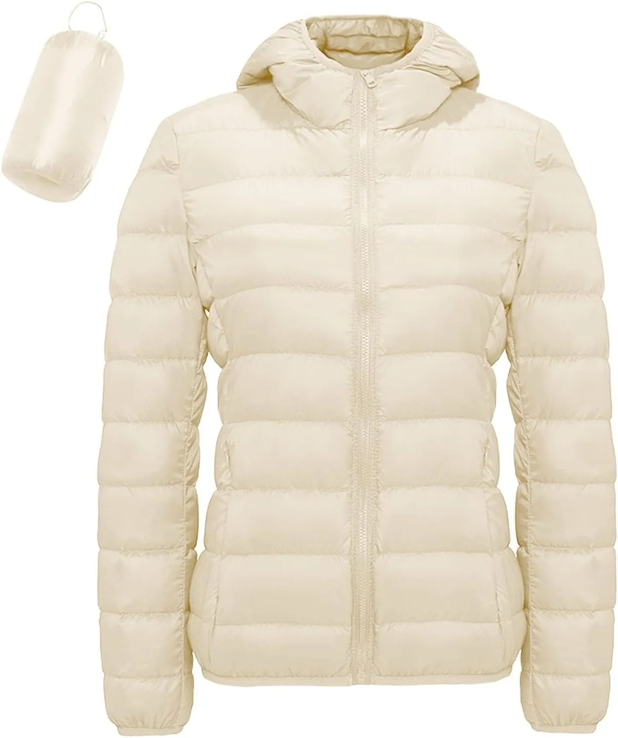 Jackets for Women Lightweight Packable Slim Fit Puffer Jacket Casual Hooded Warm Winter Quilted Down Jacket with Hood
