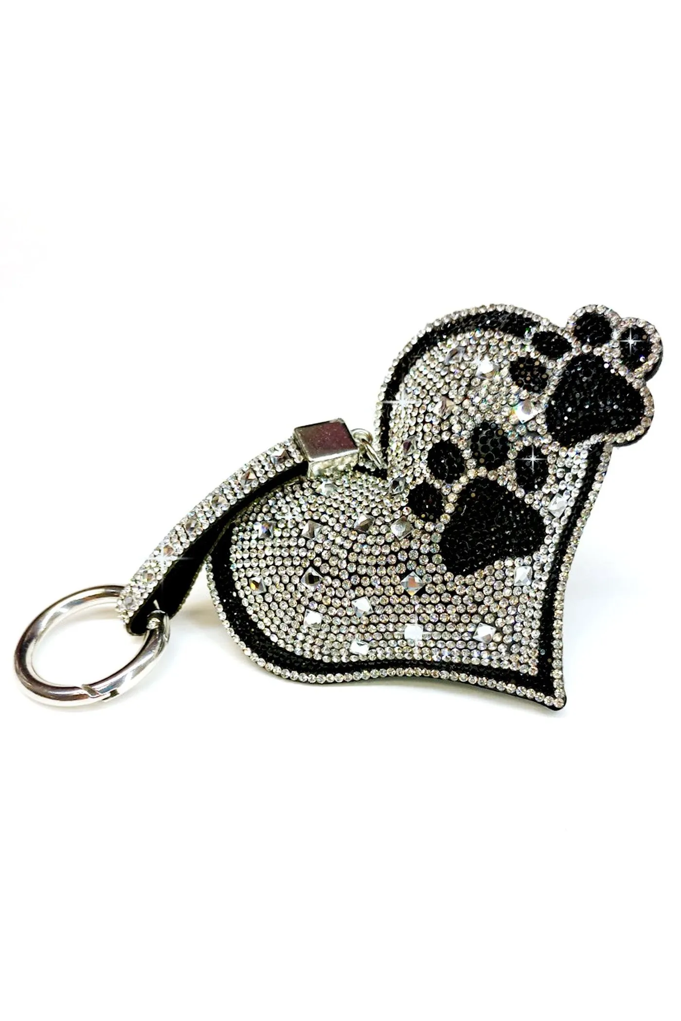 Jacqueline Kent Diamonds In The Ruff Heart Purse Charm Silver With Black Paws