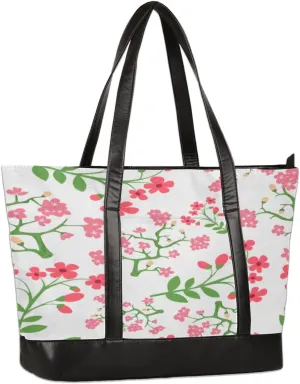 Japanese Vintage Floral Laptop Bag for Women 15.6 Inch Laptop Tote Bag Cute Work Bag Womens Briefcase Business Office Computer Tote Bag Handbag